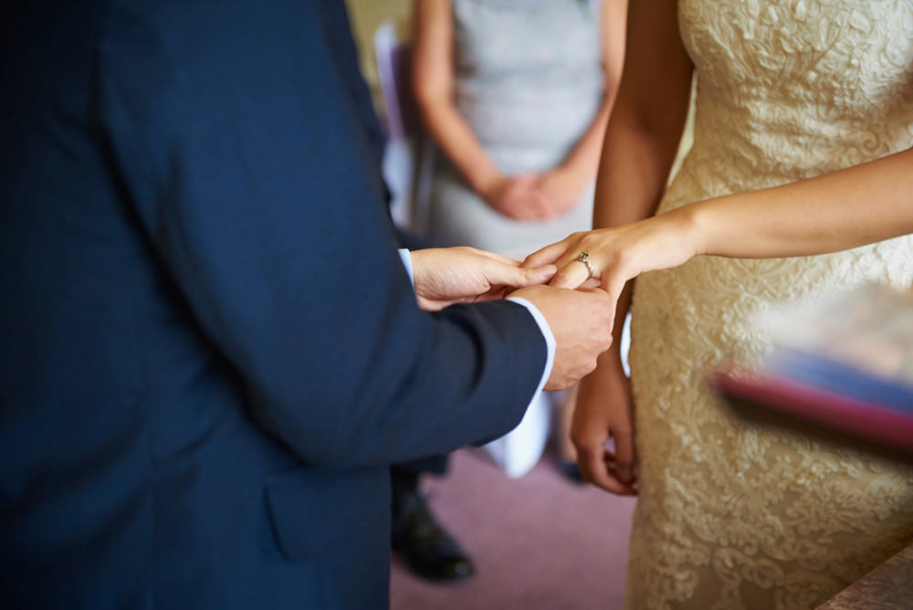 ring exchange on brides hand