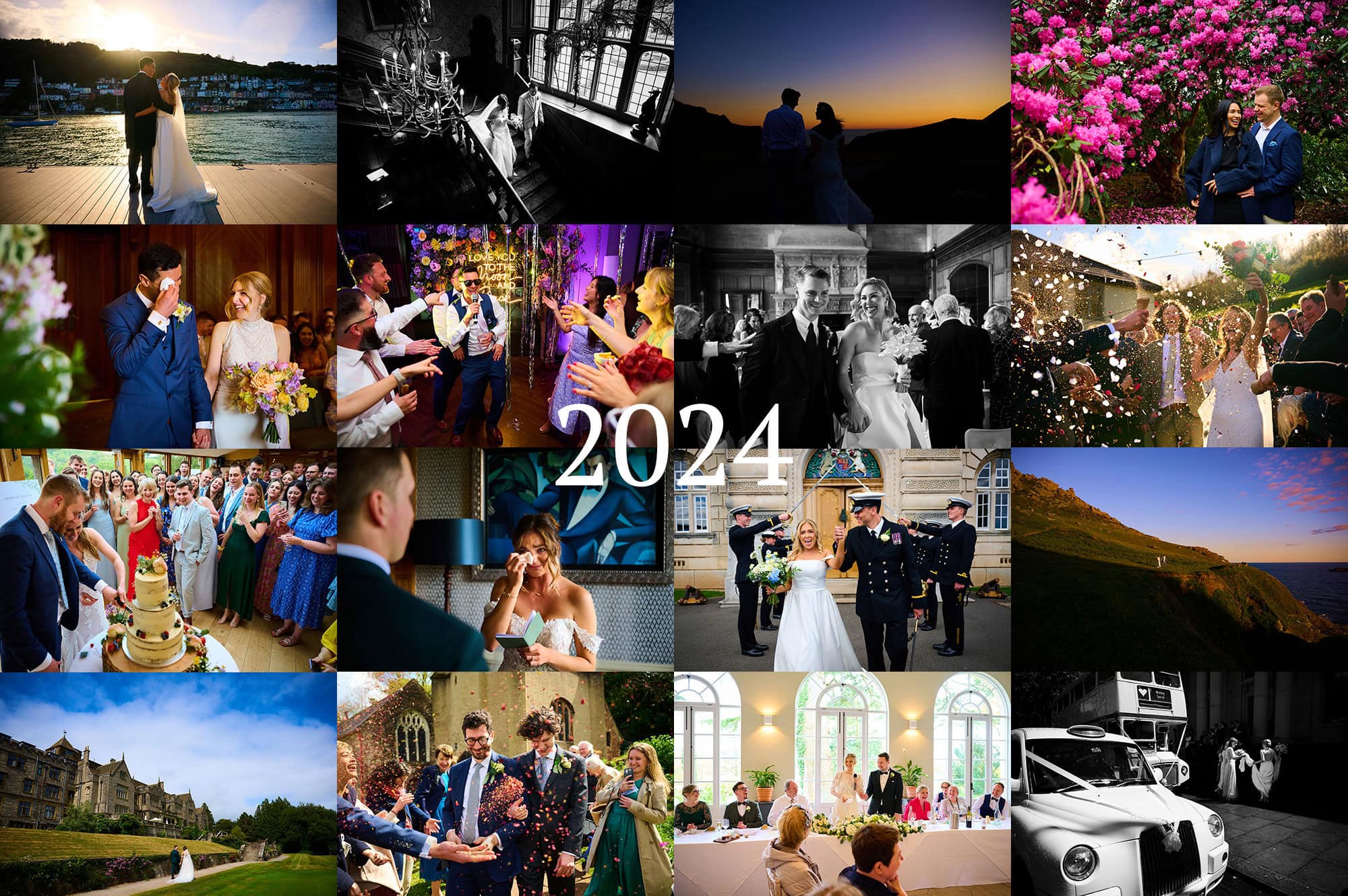 highlights round up of 2024 weddings showing 16 different photos in a collage